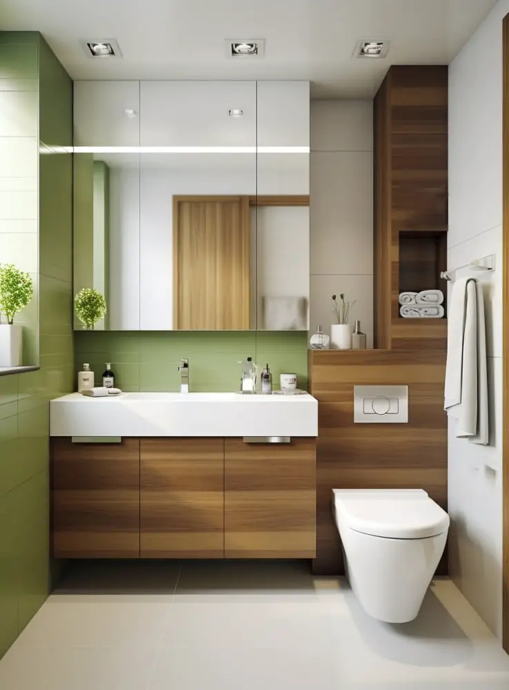 Wash Basin with Cabinet and Mirror
