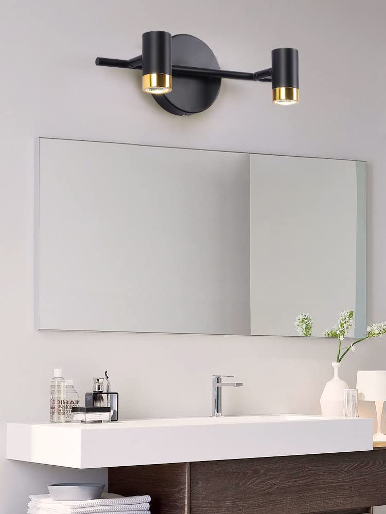 CITRA Led Wash Basin Mirror Light 2 Black Gold Wall Lamp