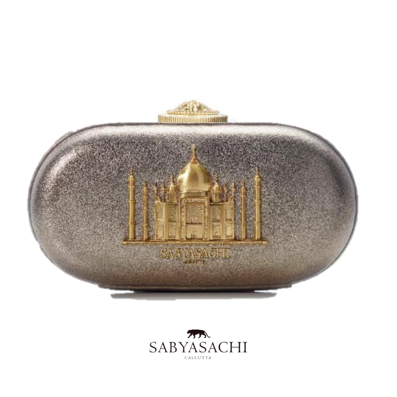 The Taj Minaudiere Clutch 1.2 in Silver sabyasachi handbags