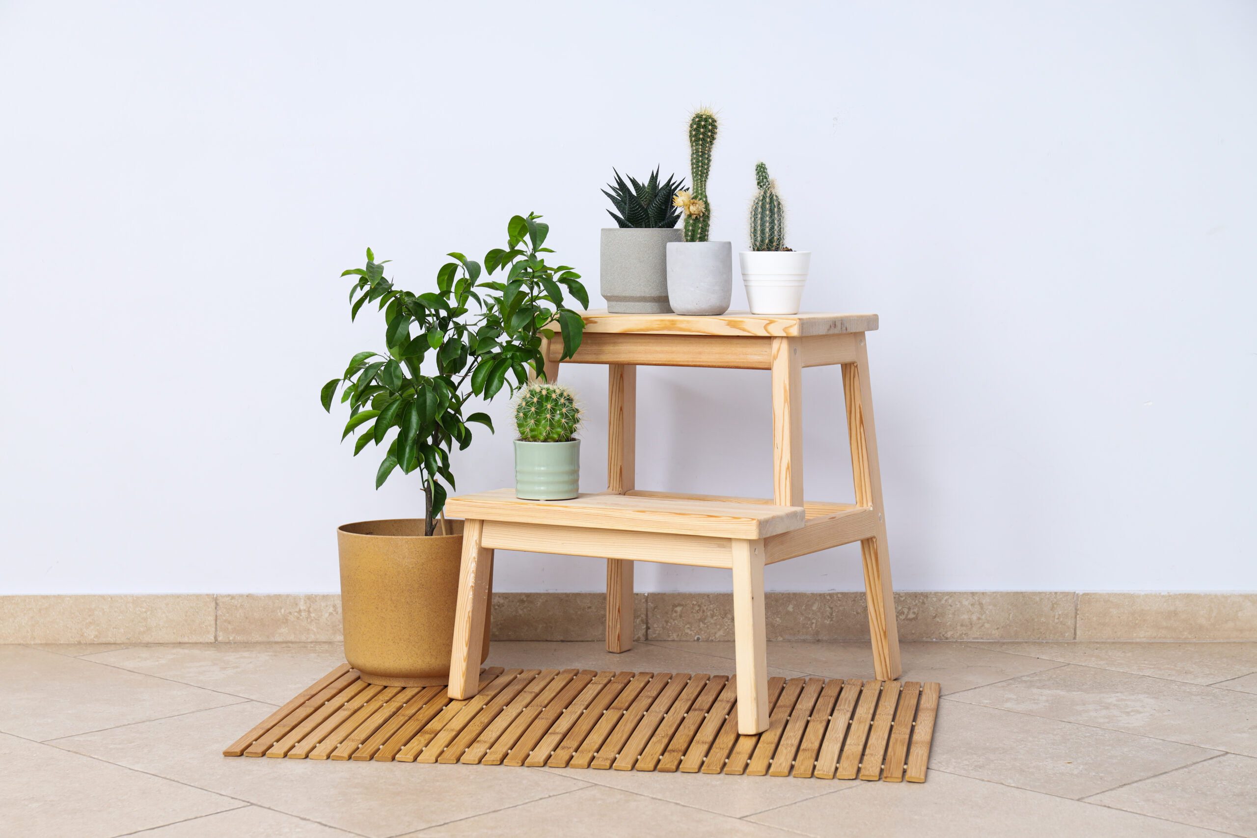 wooden plant pot stand
