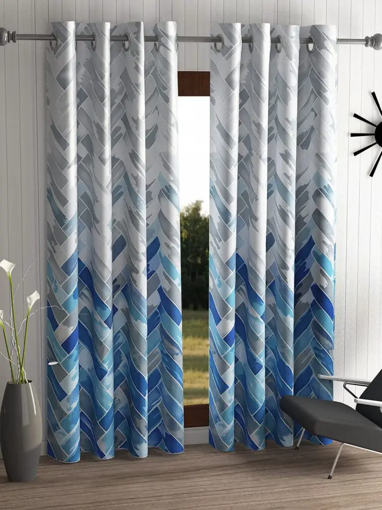 blue and white combination door curtains designs