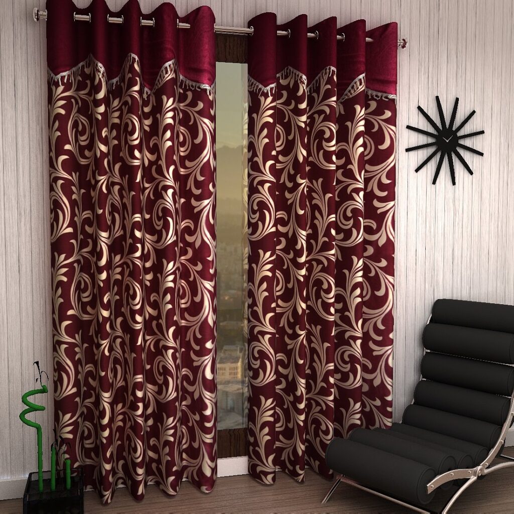 marun color curtain door design