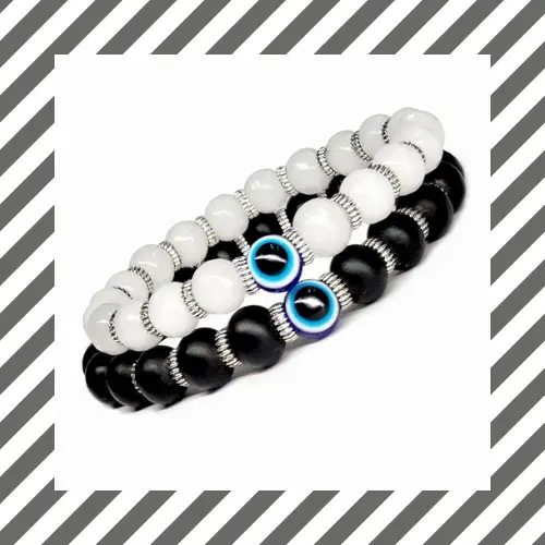 black bead evil eye bracelet