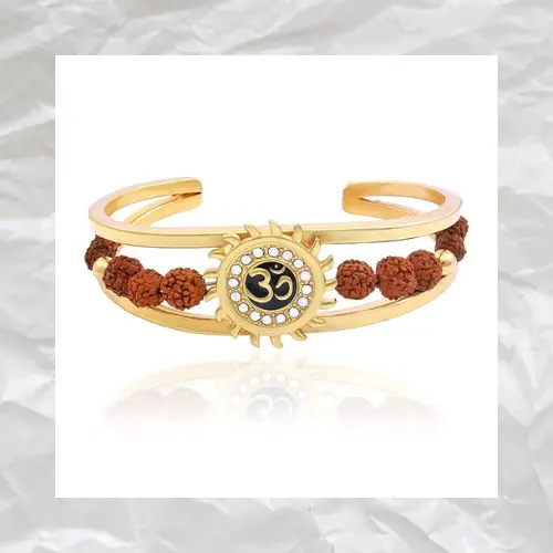 rudraksha gold bracelet for mens with price with Ohm sign