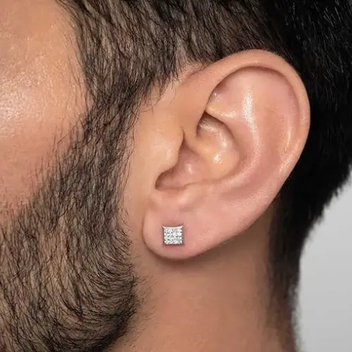 mens diamond earrings square